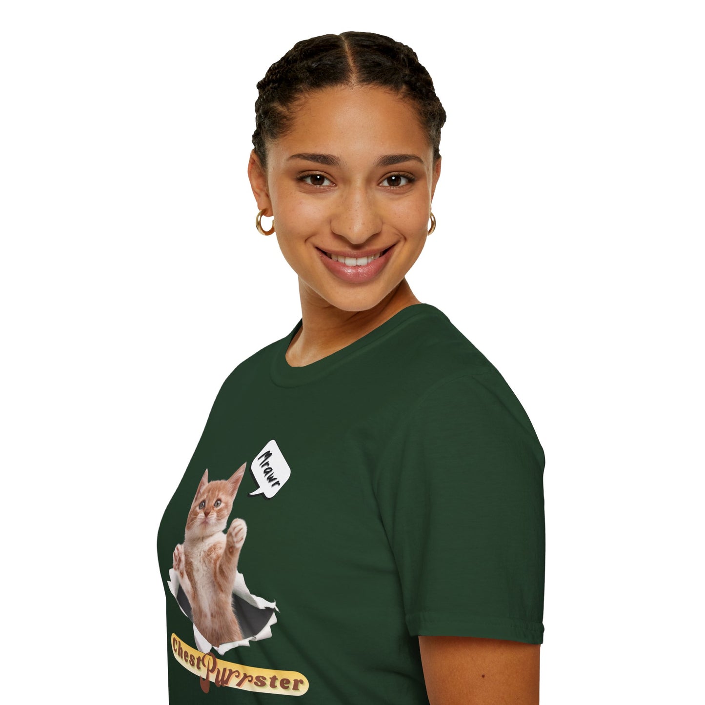 Cute Kitten ChestPurrster Pun - Unisex Softstyle T-Shirt
