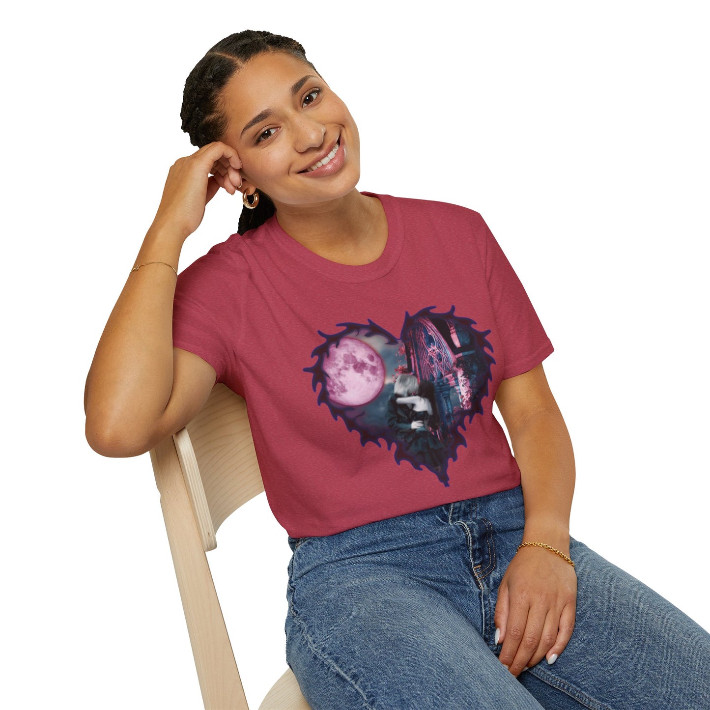Gothic Couple Under the Moon - Unisex Softstyle T-Shirt