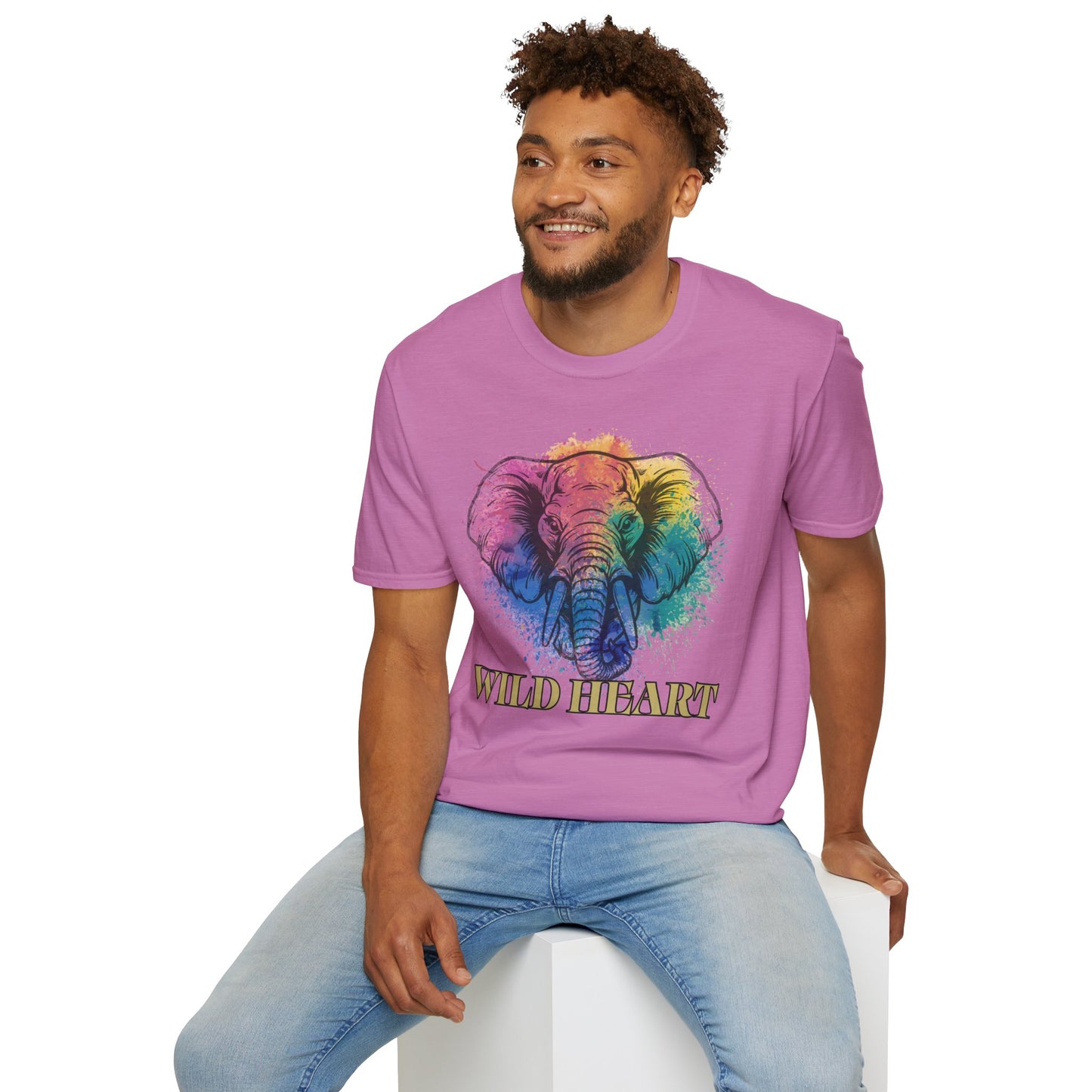 Wild Heart Collection - Elephant Color Splash Unisex Softstyle Graphic T-Shirt