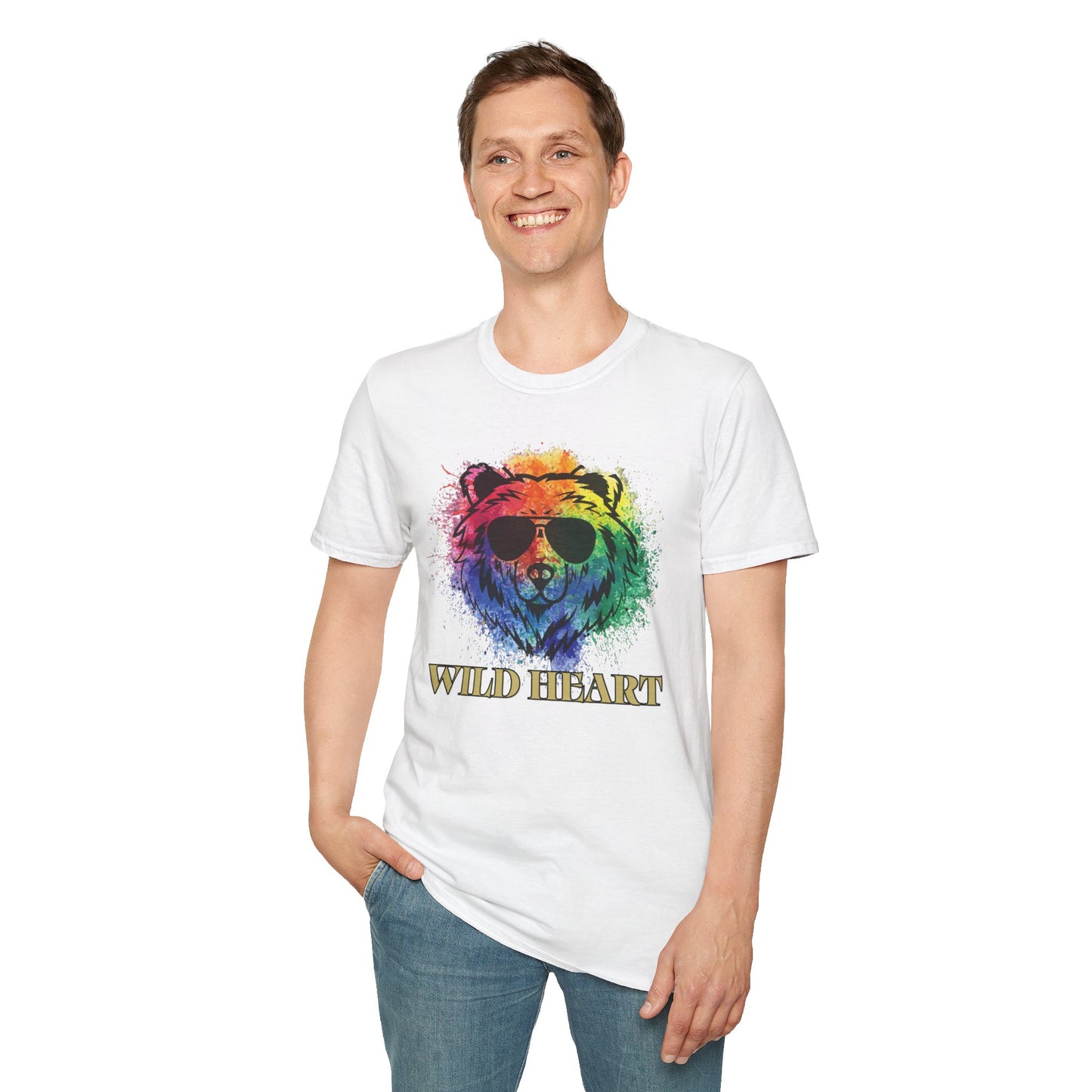 Wild Heart Collection - Bear Color Splash Unisex Softstyle Graphic T-Shirt
