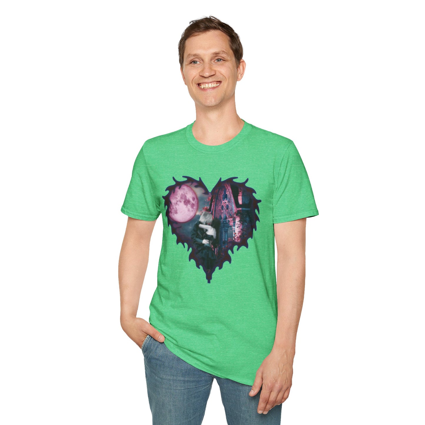 Gothic Couple Under the Moon - Unisex Softstyle T-Shirt