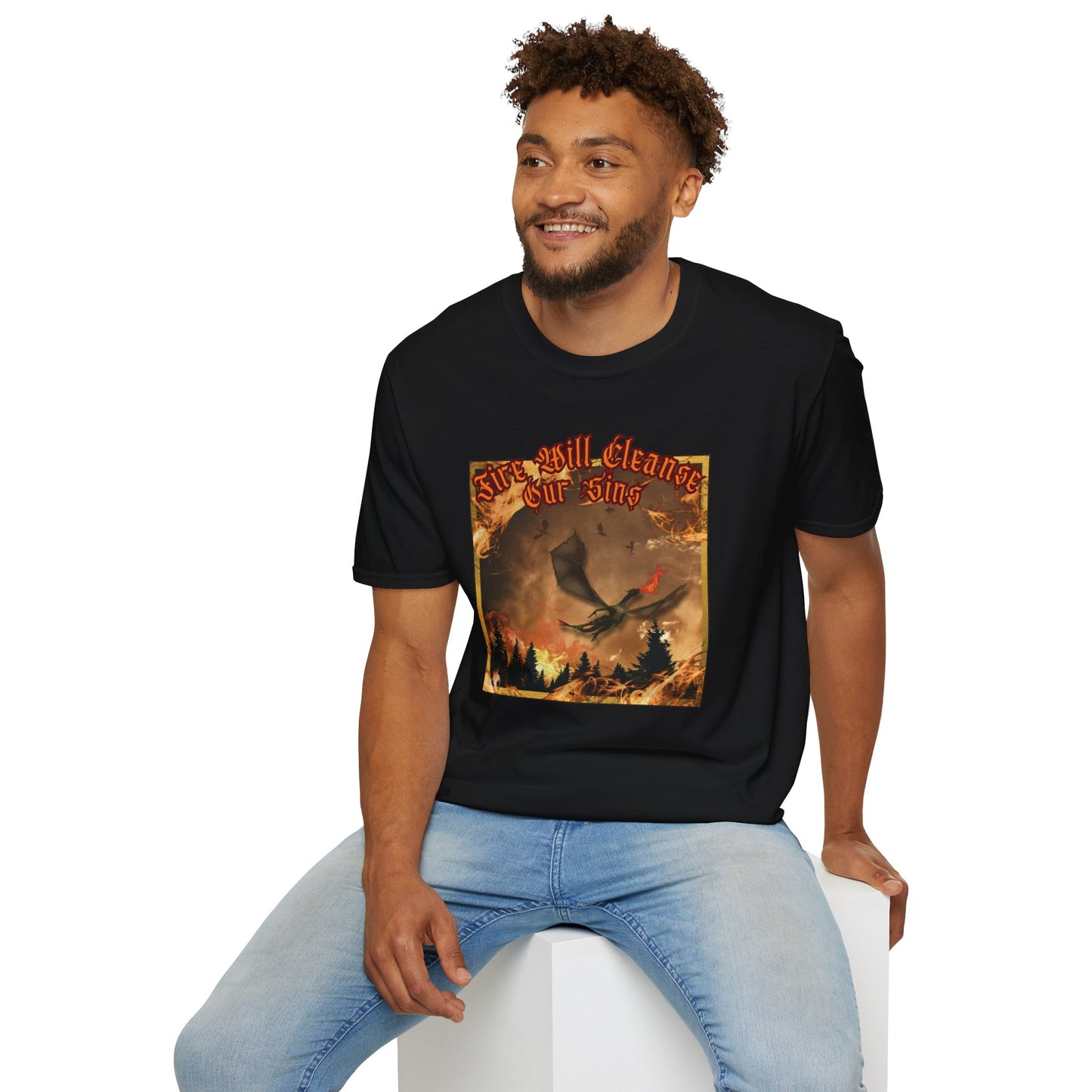 Dragon Attacking - Fire Will Cleanse Our Sins - Unisex Softstyle T-Shirt