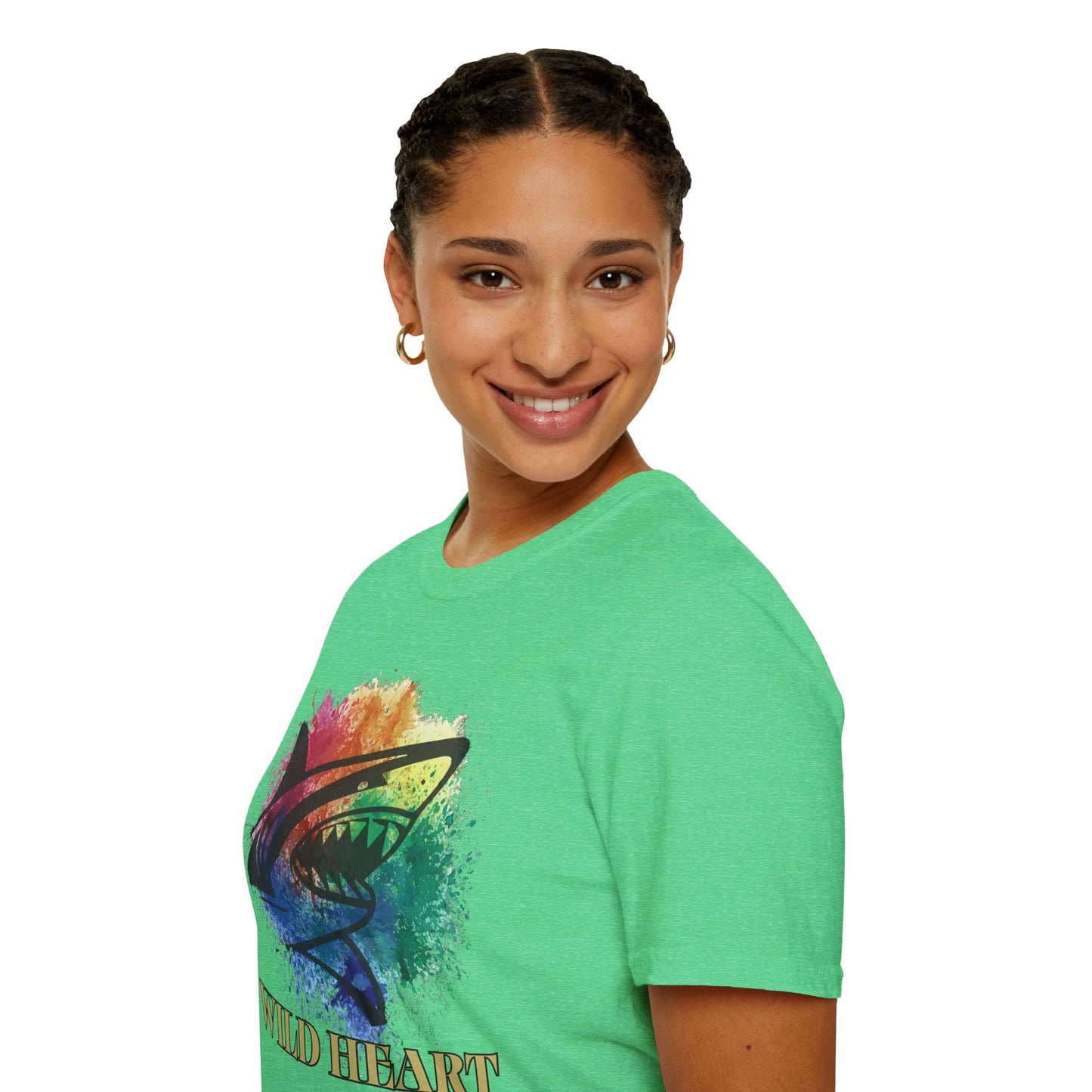 Wild Heart Collection - Shark Color Splash Unisex Softstyle Graphic T-Shirt