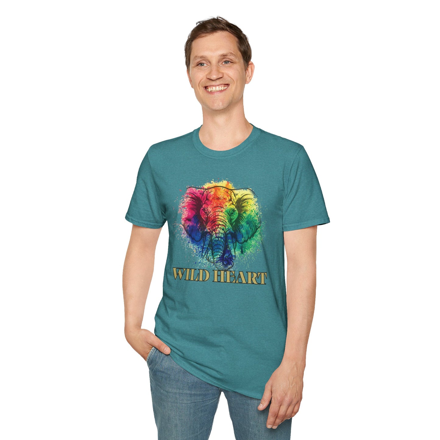 Wild Heart Collection - Elephant Color Splash Unisex Softstyle Graphic T-Shirt