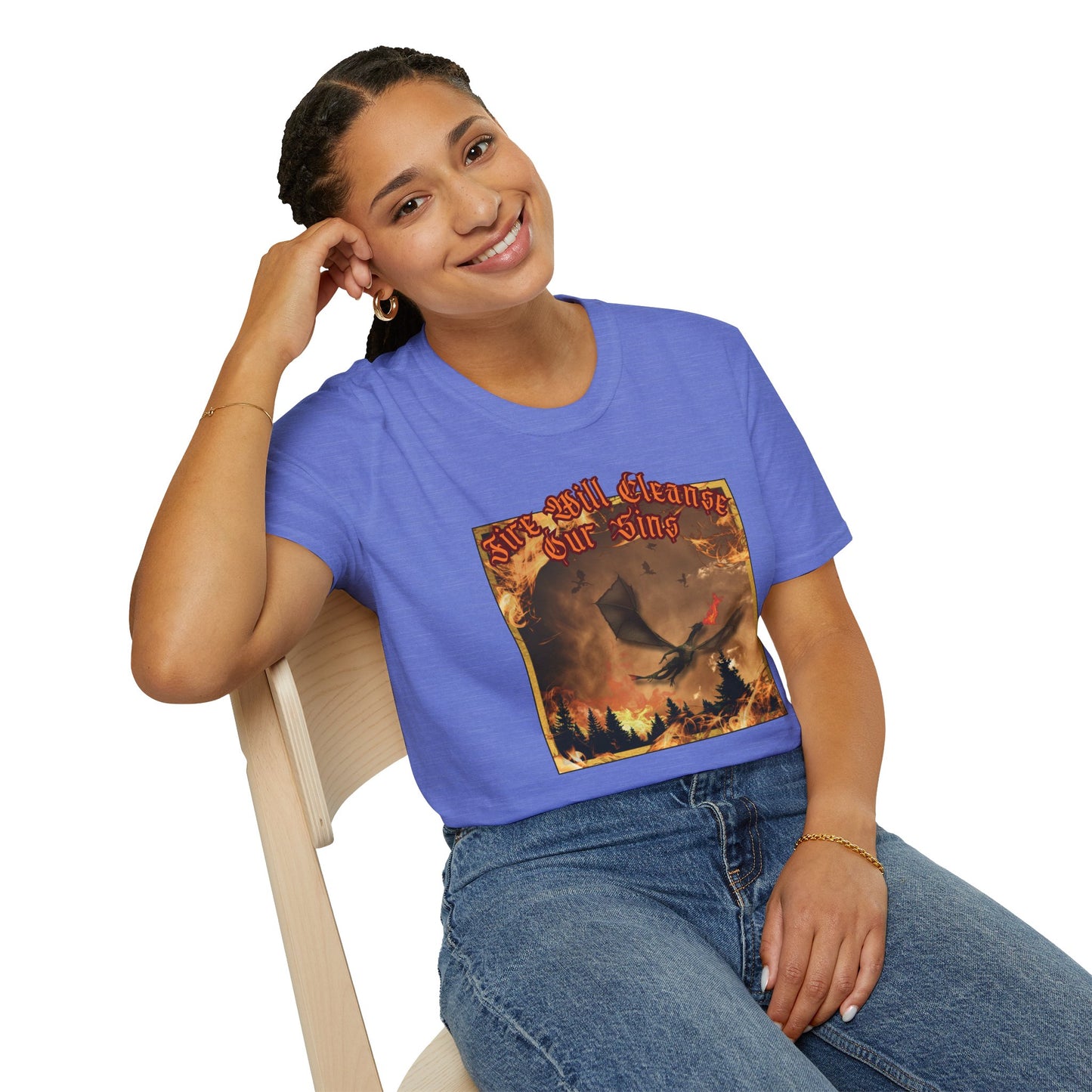 Dragon Attacking - Fire Will Cleanse Our Sins - Unisex Softstyle T-Shirt