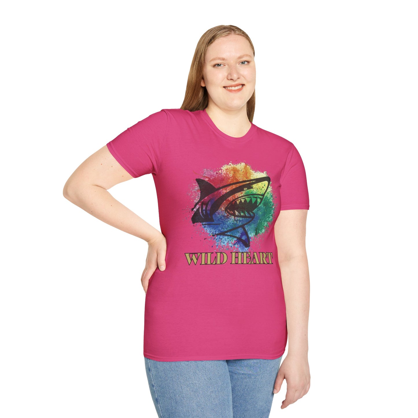 Wild Heart Collection - Shark Color Splash Unisex Softstyle Graphic T-Shirt