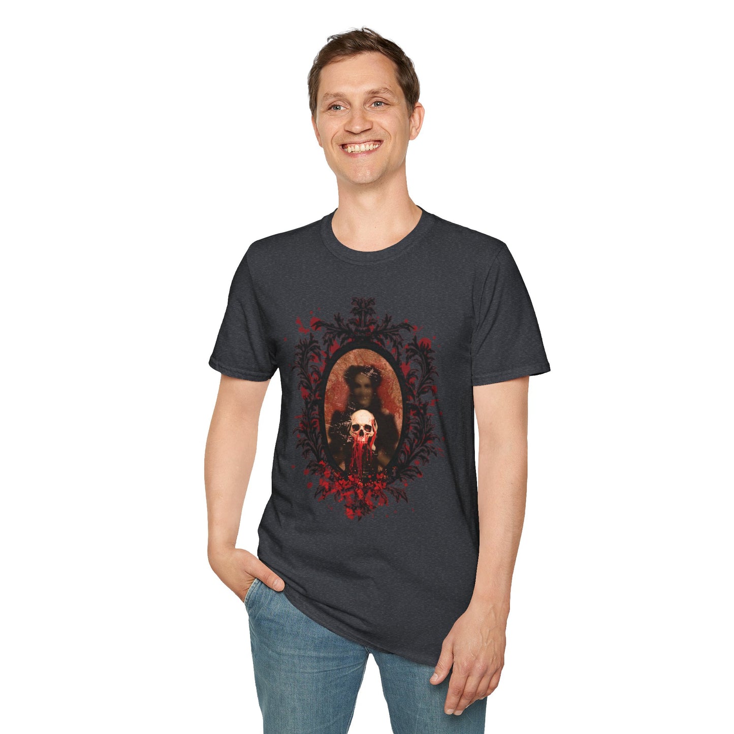 Vintage Gothic Skull Frame - Unisex Softstyle T-Shirt