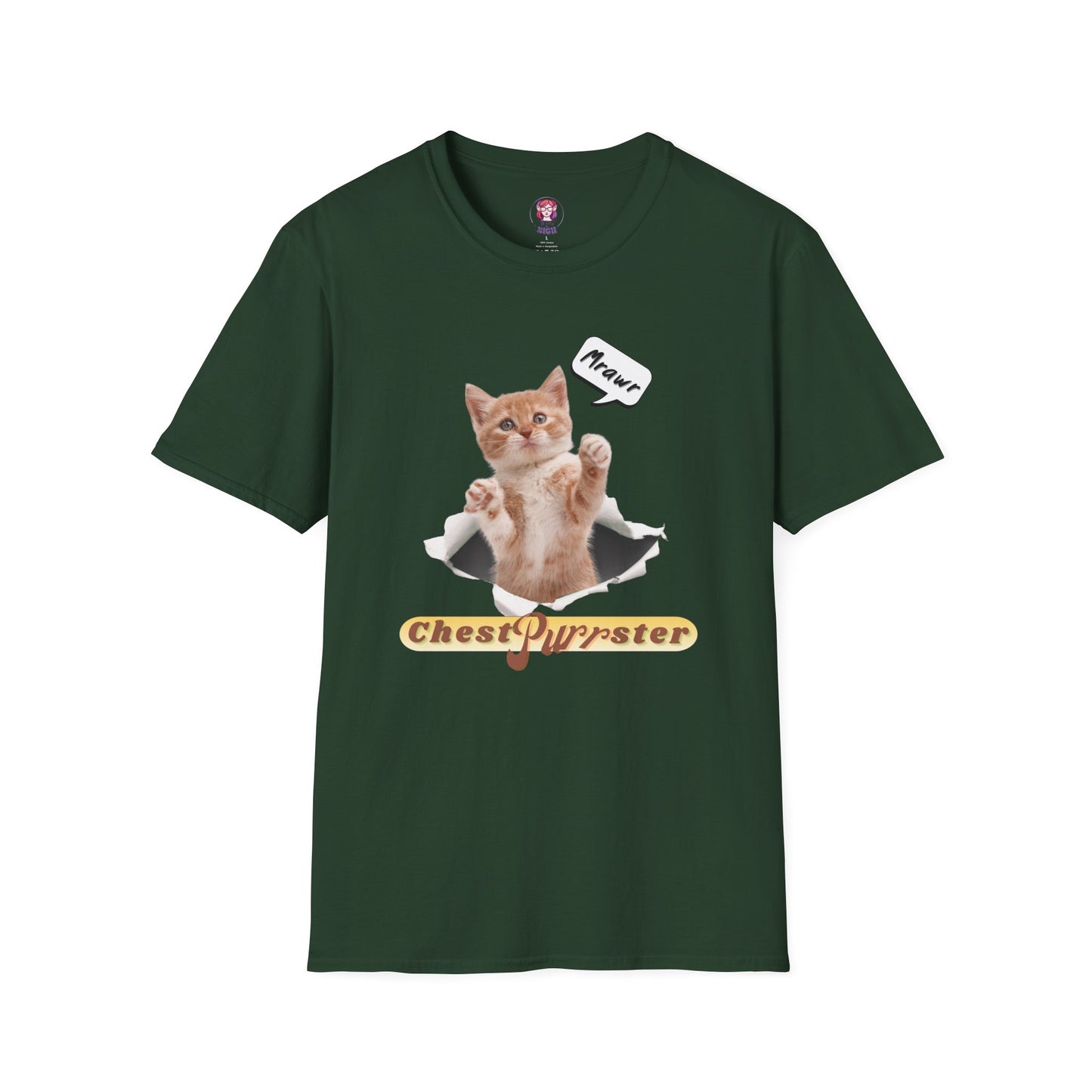 Cute Kitten ChestPurrster Pun - Unisex Softstyle T-Shirt