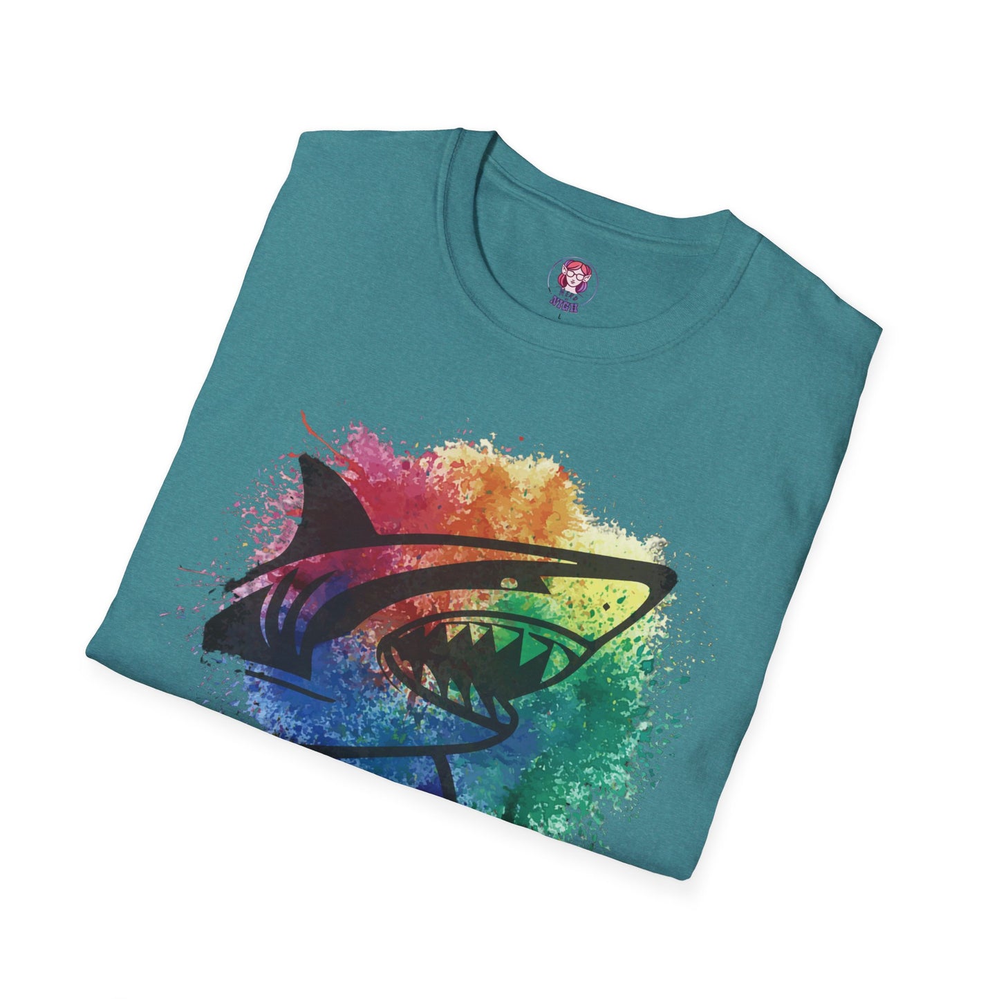 Wild Heart Collection - Shark Color Splash Unisex Softstyle Graphic T-Shirt