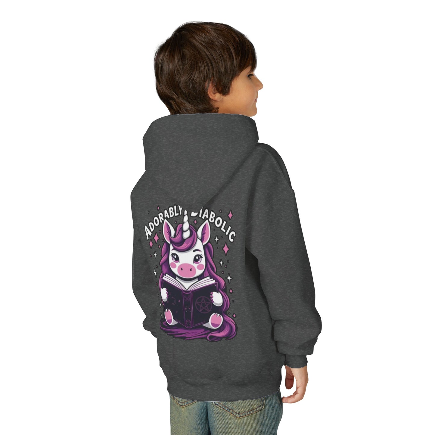 Adorably Diabolic Unicorn Magic - Youth Heavy Blend Hooded Sweatshirt