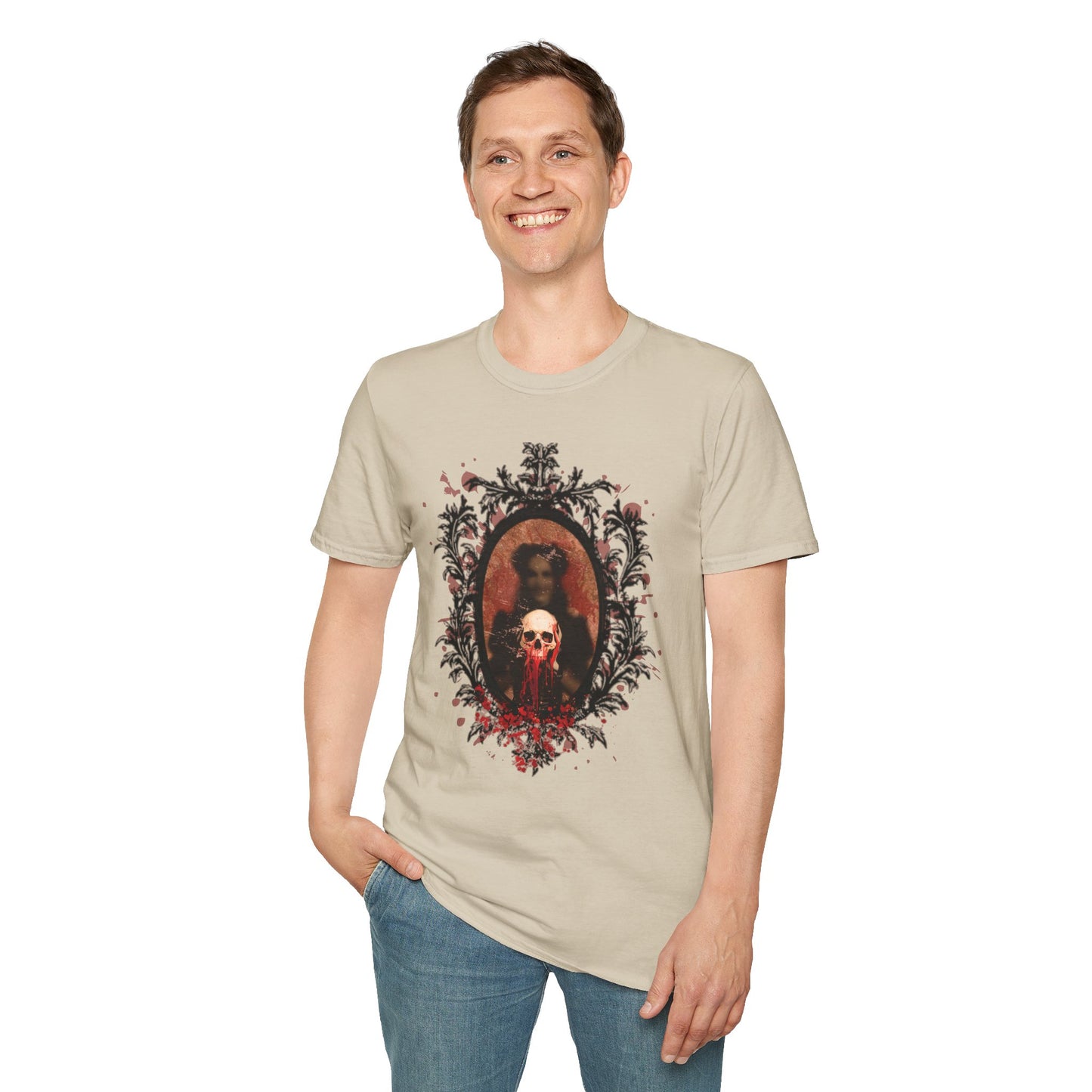 Vintage Gothic Skull Frame - Unisex Softstyle T-Shirt