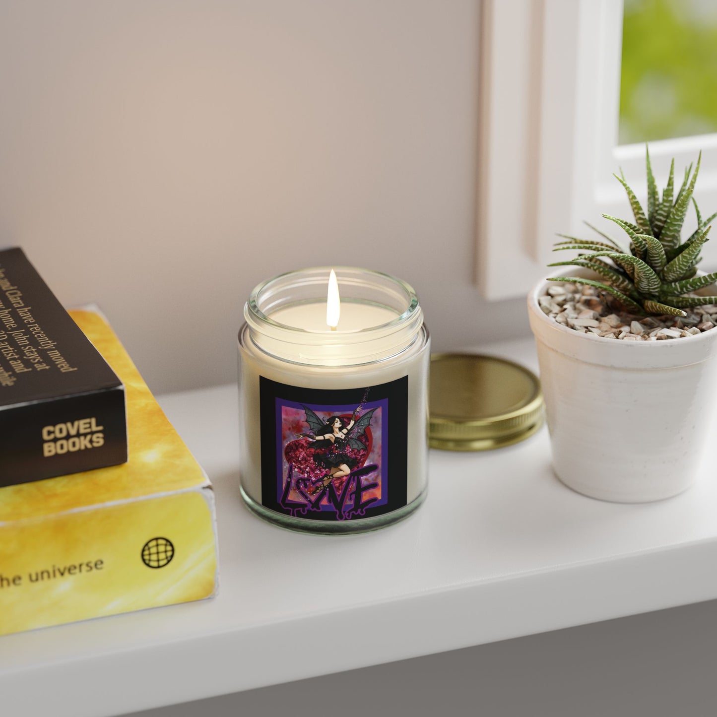 Scented Candle with Goth Fairy Love Design - Aromatherapy Candle for Home Decor, Eco-Friendly Soy Wax