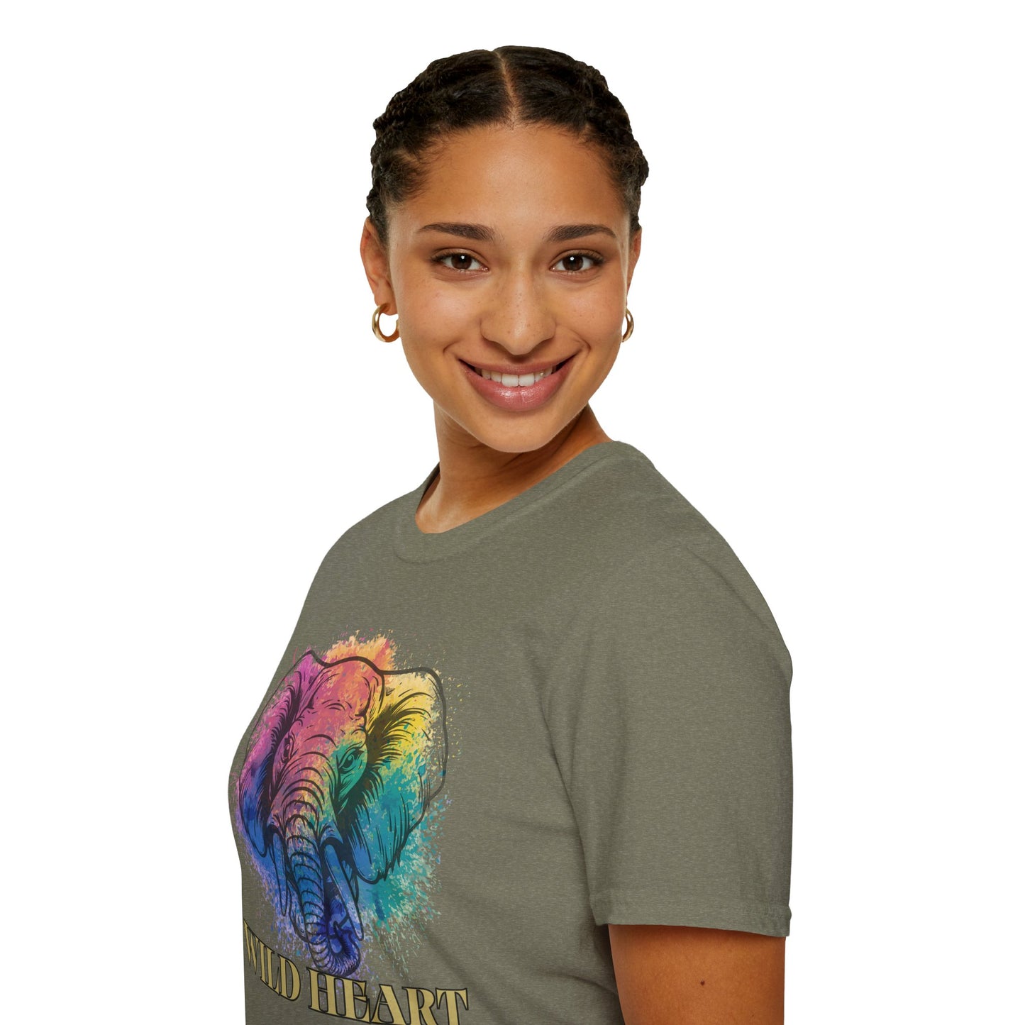 Wild Heart Collection - Elephant Color Splash Unisex Softstyle Graphic T-Shirt