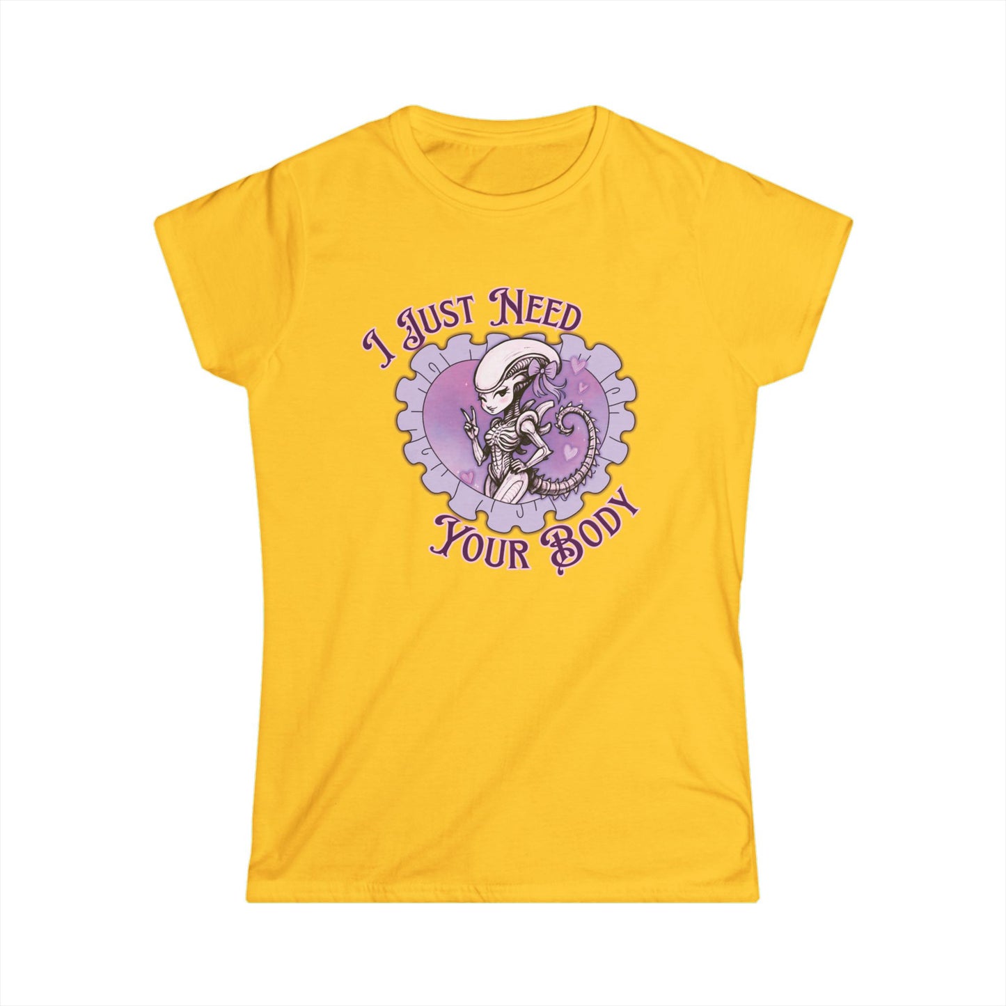 Alien Women's Softstyle Tee - Cute Xenomorph "I Just Need Your Body" Graphic Tee