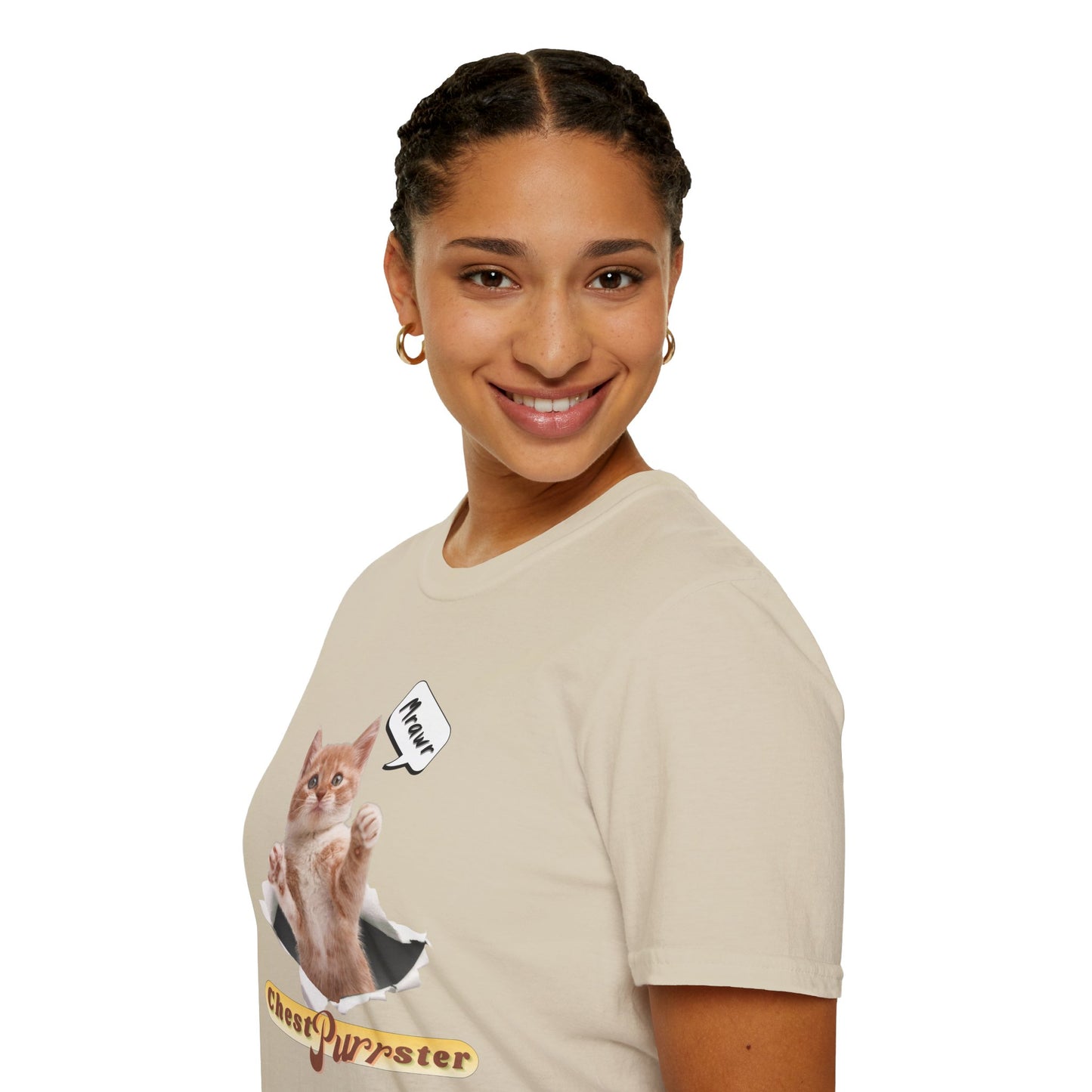 Cute Kitten ChestPurrster Pun - Unisex Softstyle T-Shirt