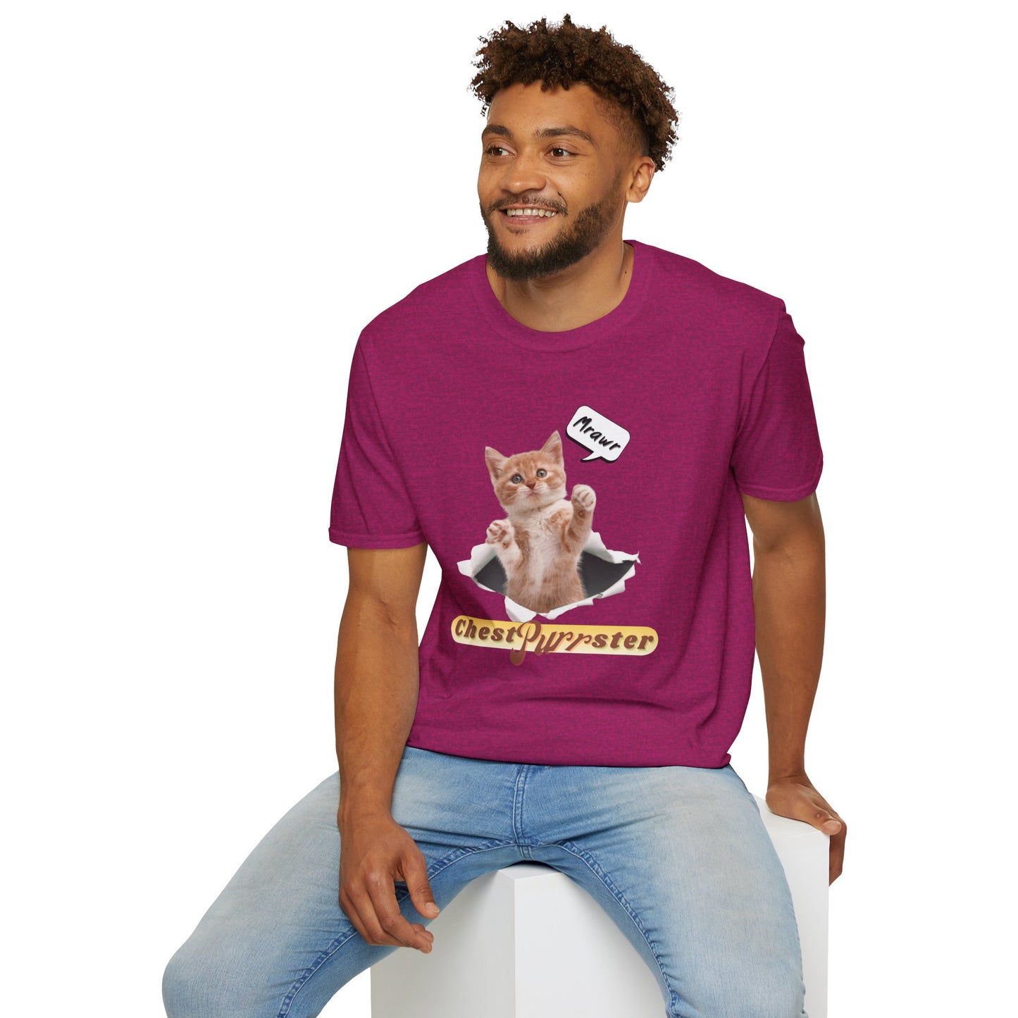Cute Kitten ChestPurrster Pun - Unisex Softstyle T-Shirt