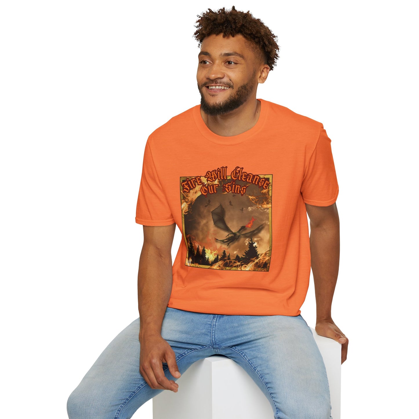 Dragon Attacking - Fire Will Cleanse Our Sins - Unisex Softstyle T-Shirt