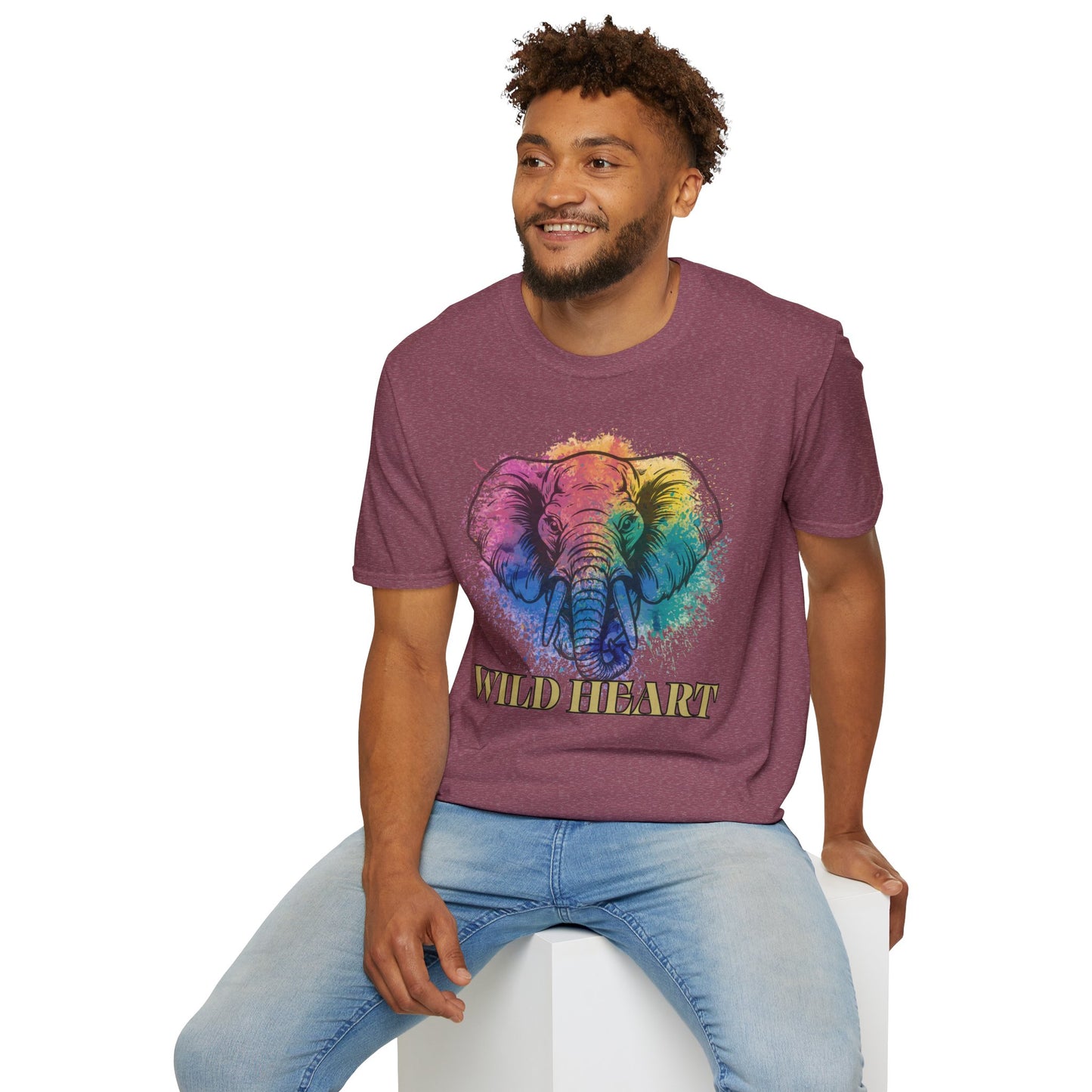 Wild Heart Collection - Elephant Color Splash Unisex Softstyle Graphic T-Shirt