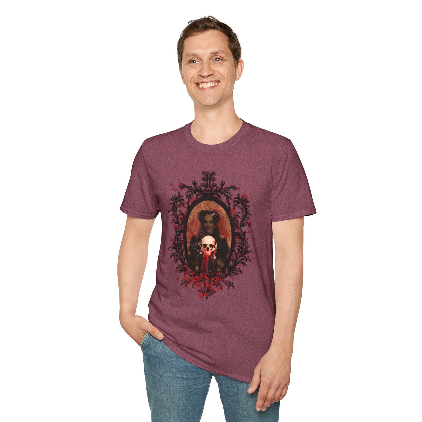 Vintage Gothic Skull Frame - Unisex Softstyle T-Shirt