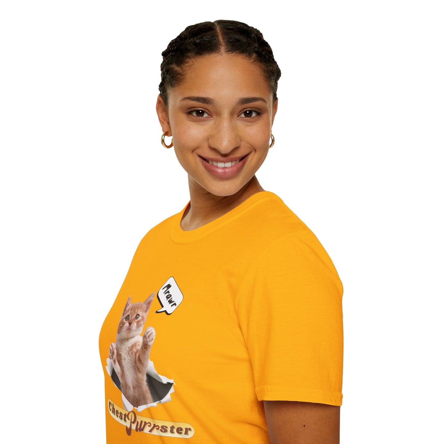 Cute Kitten ChestPurrster Pun - Unisex Softstyle T-Shirt