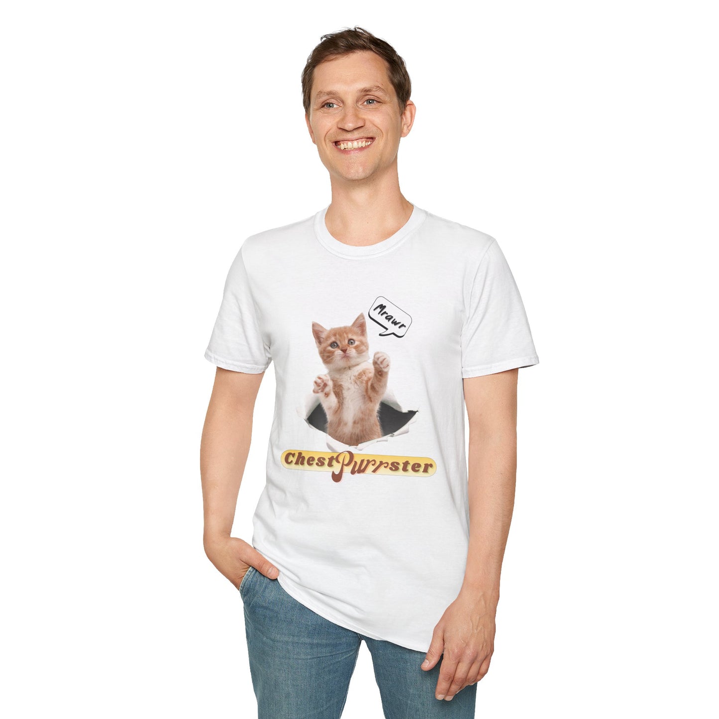 Cute Kitten ChestPurrster Pun - Unisex Softstyle T-Shirt
