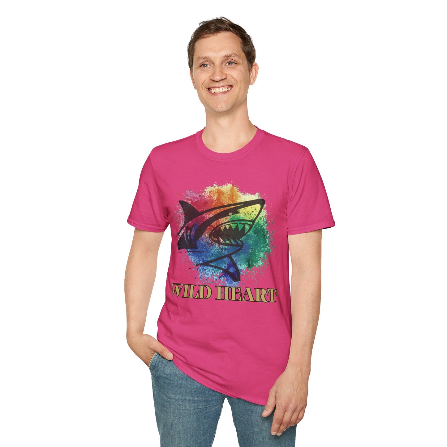 Wild Heart Collection - Shark Color Splash Unisex Softstyle Graphic T-Shirt