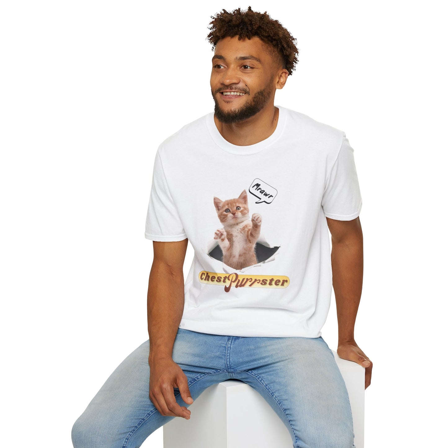 Cute Kitten ChestPurrster Pun - Unisex Softstyle T-Shirt