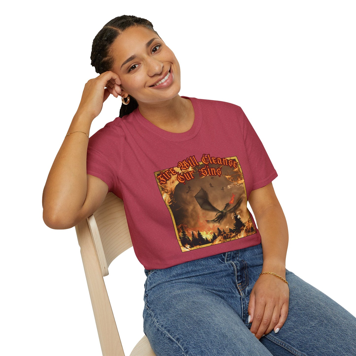 Dragon Attacking - Fire Will Cleanse Our Sins - Unisex Softstyle T-Shirt