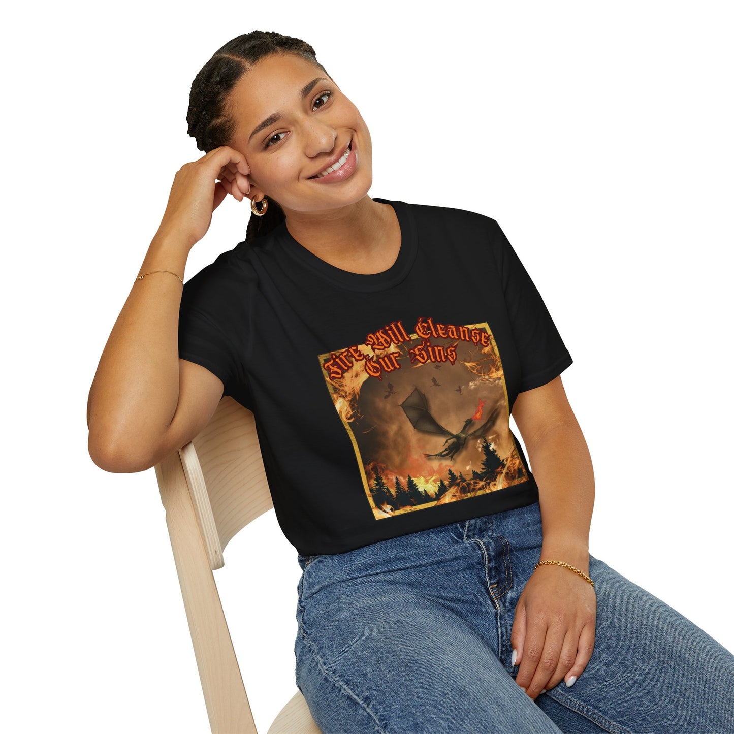 Dragon Attacking - Fire Will Cleanse Our Sins - Unisex Softstyle T-Shirt