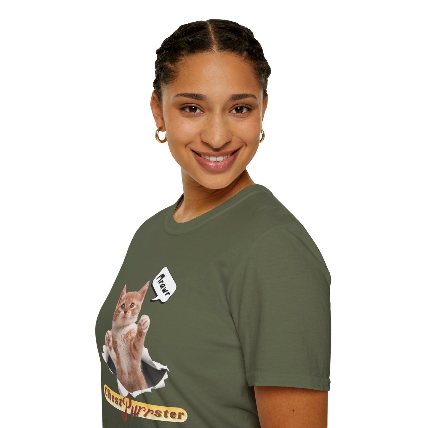 Cute Kitten ChestPurrster Pun - Unisex Softstyle T-Shirt