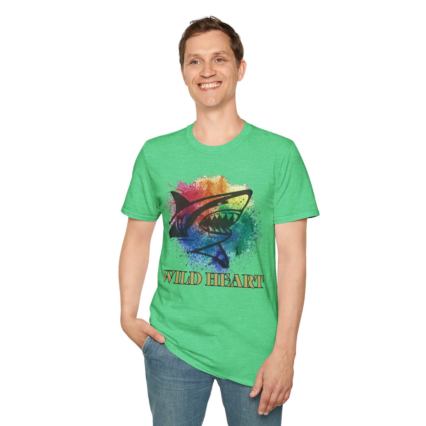 Wild Heart Collection - Shark Color Splash Unisex Softstyle Graphic T-Shirt