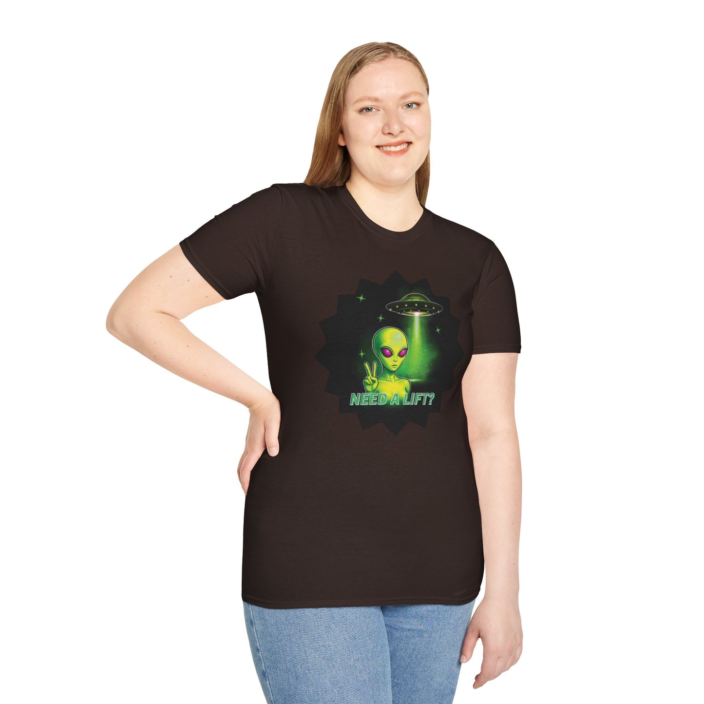 Cool Alien Peace Sign - Need a Lift - Unisex Softstyle T-Shirt