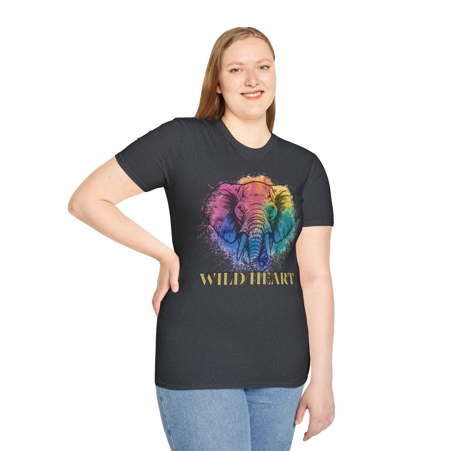 Wild Heart Collection - Elephant Color Splash Unisex Softstyle Graphic T-Shirt