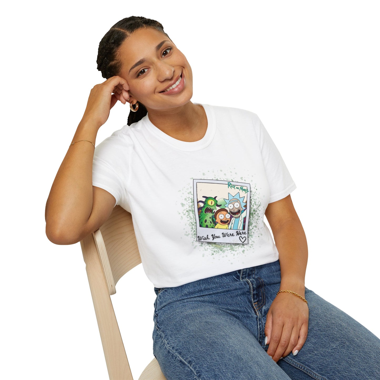 Rick & Morty Polaroid - Wish You Were Here - Unisex Softstyle T-Shirt