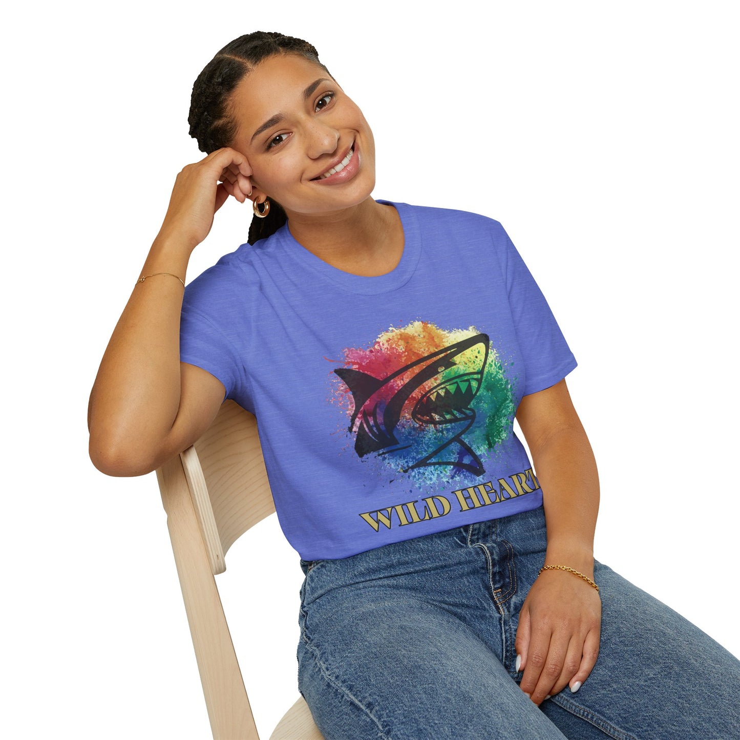 Wild Heart Collection - Shark Color Splash Unisex Softstyle Graphic T-Shirt