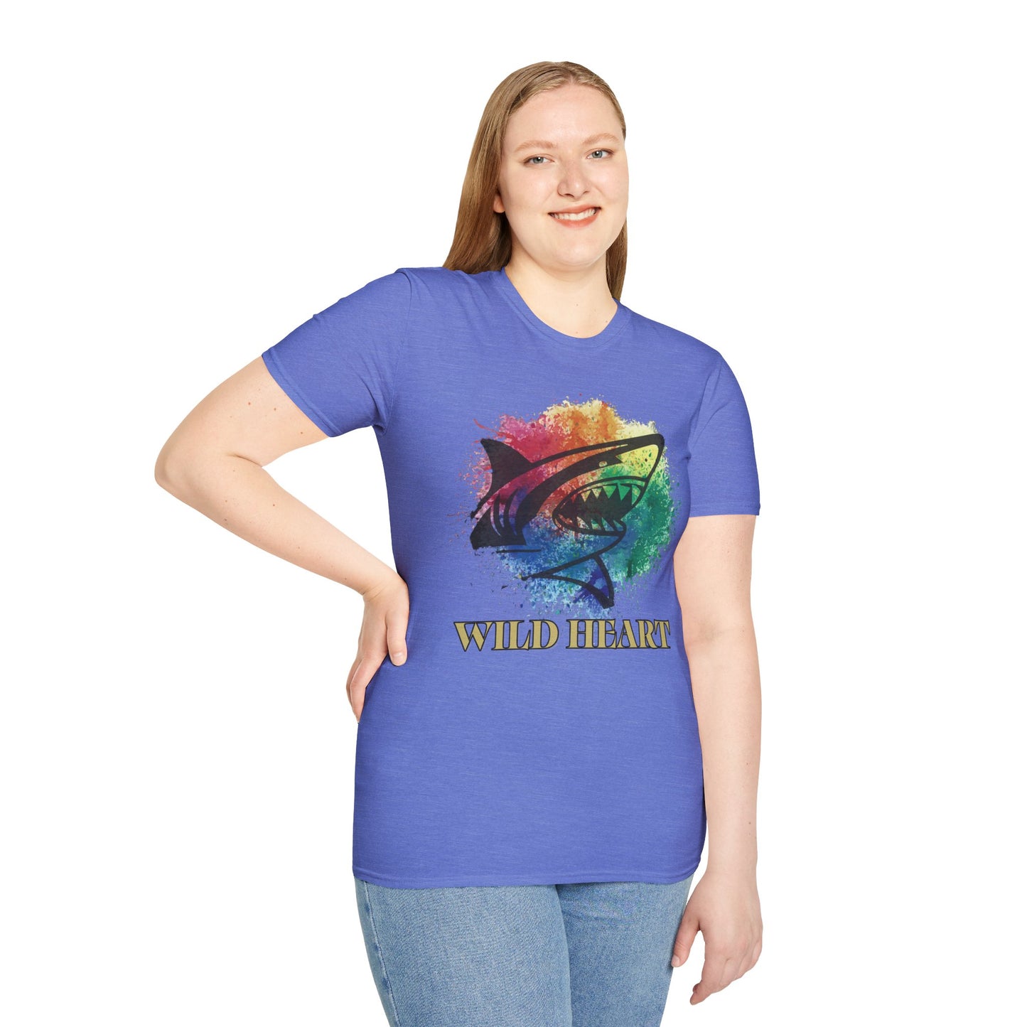 Wild Heart Collection - Shark Color Splash Unisex Softstyle Graphic T-Shirt
