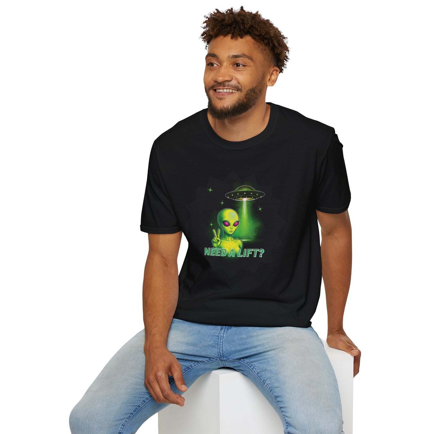 Cool Alien Peace Sign - Need a Lift - Unisex Softstyle T-Shirt