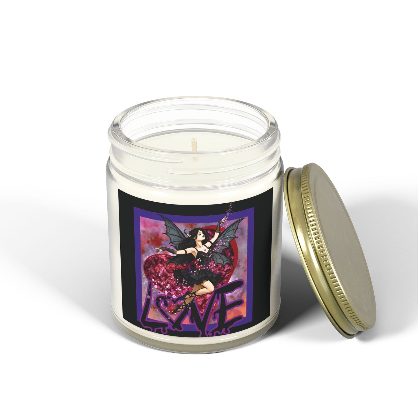 Scented Candle with Goth Fairy Love Design - Aromatherapy Candle for Home Decor, Eco-Friendly Soy Wax