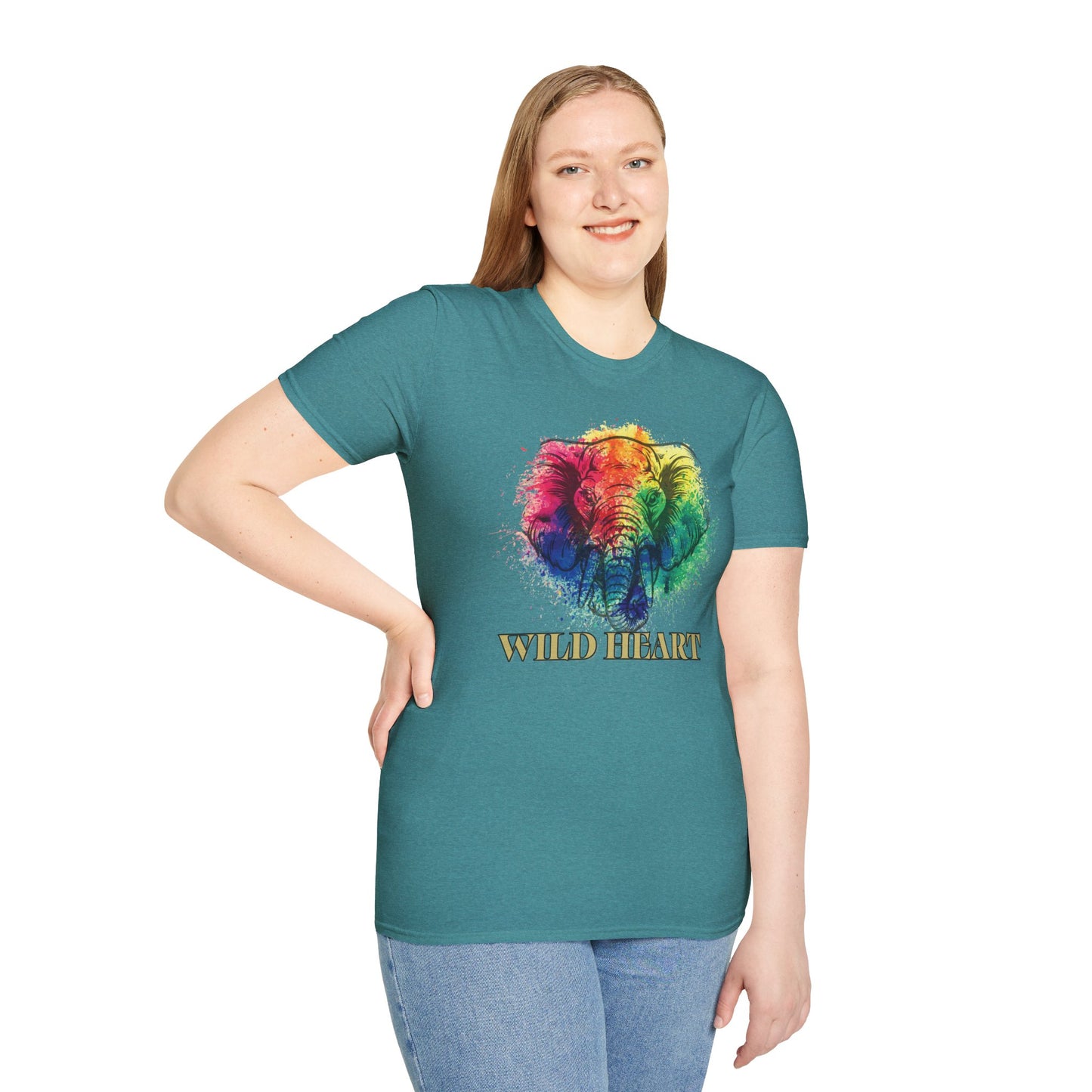 Wild Heart Collection - Elephant Color Splash Unisex Softstyle Graphic T-Shirt