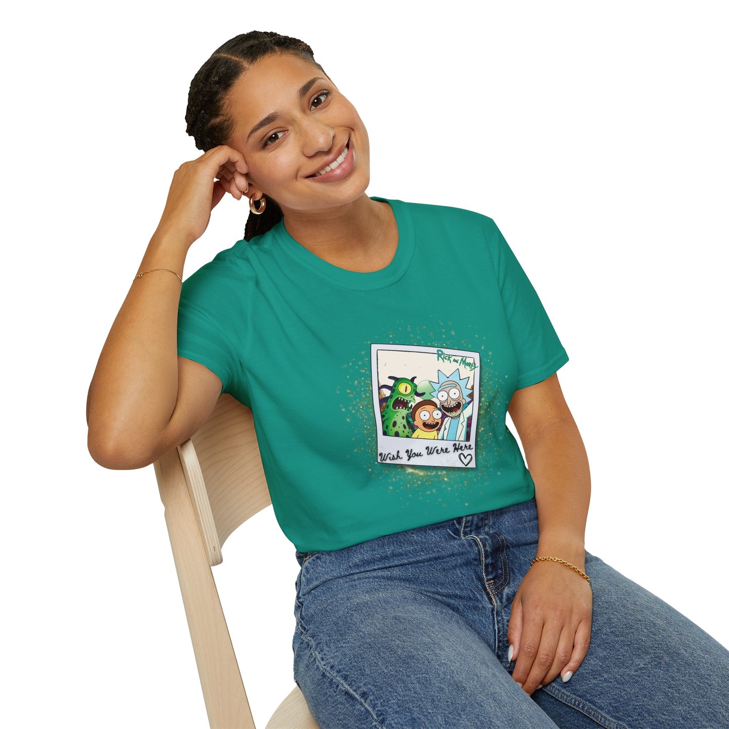 Rick & Morty Polaroid - Wish You Were Here - Unisex Softstyle T-Shirt