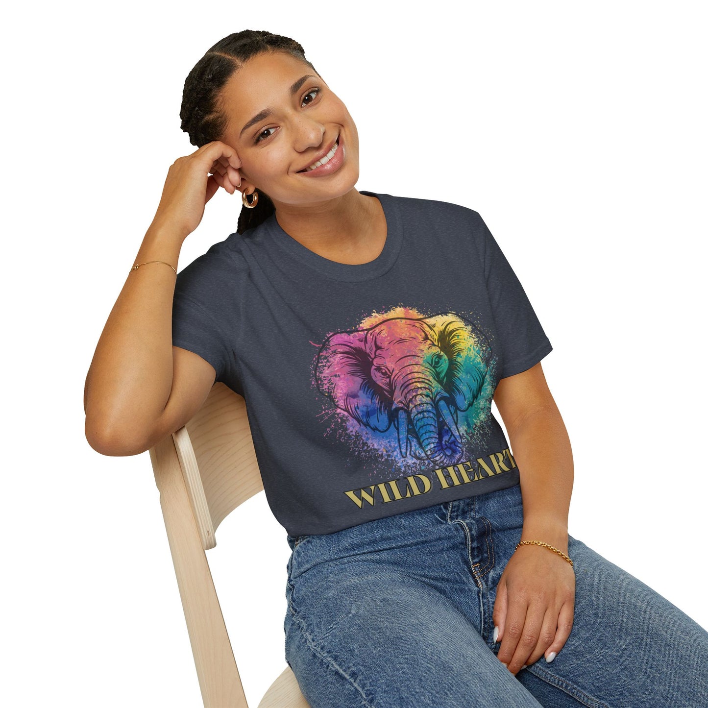 Wild Heart Collection - Elephant Color Splash Unisex Softstyle Graphic T-Shirt