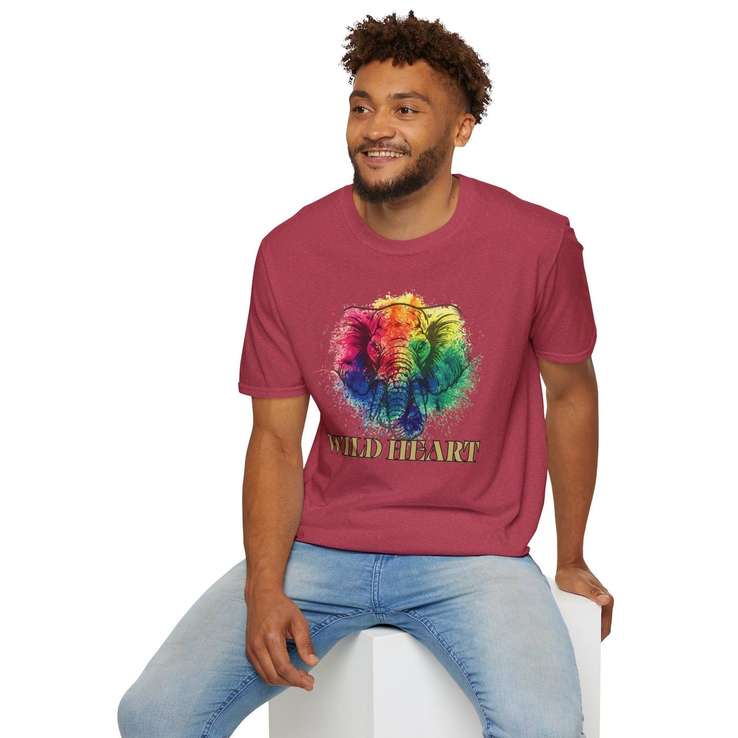 Wild Heart Collection - Elephant Color Splash Unisex Softstyle Graphic T-Shirt