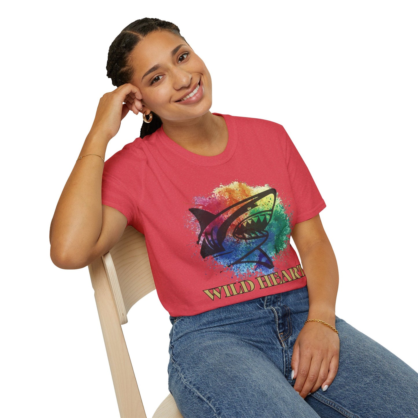 Wild Heart Collection - Shark Color Splash Unisex Softstyle Graphic T-Shirt