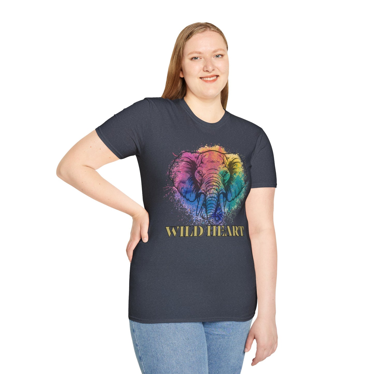 Wild Heart Collection - Elephant Color Splash Unisex Softstyle Graphic T-Shirt