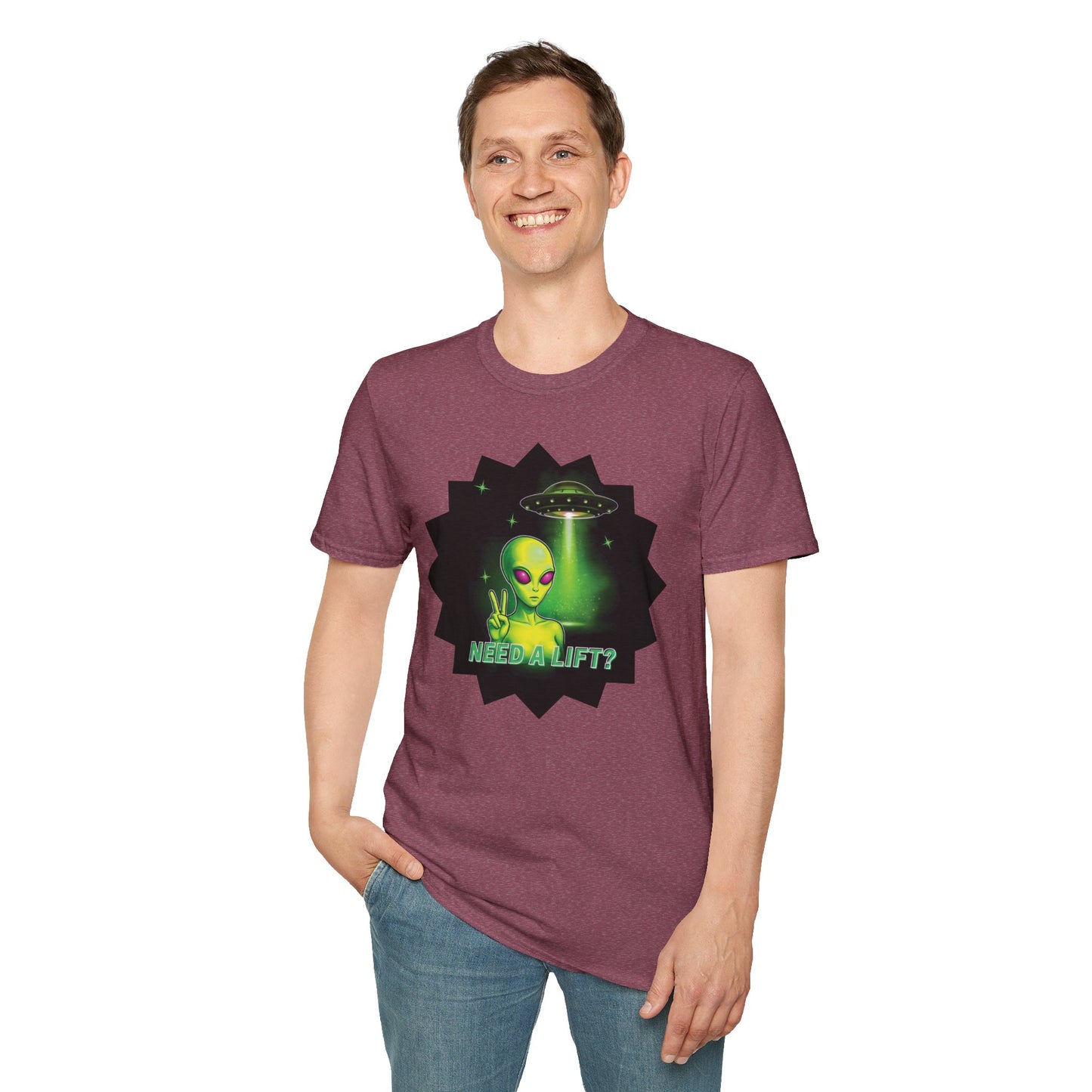Cool Alien Peace Sign - Need a Lift - Unisex Softstyle T-Shirt