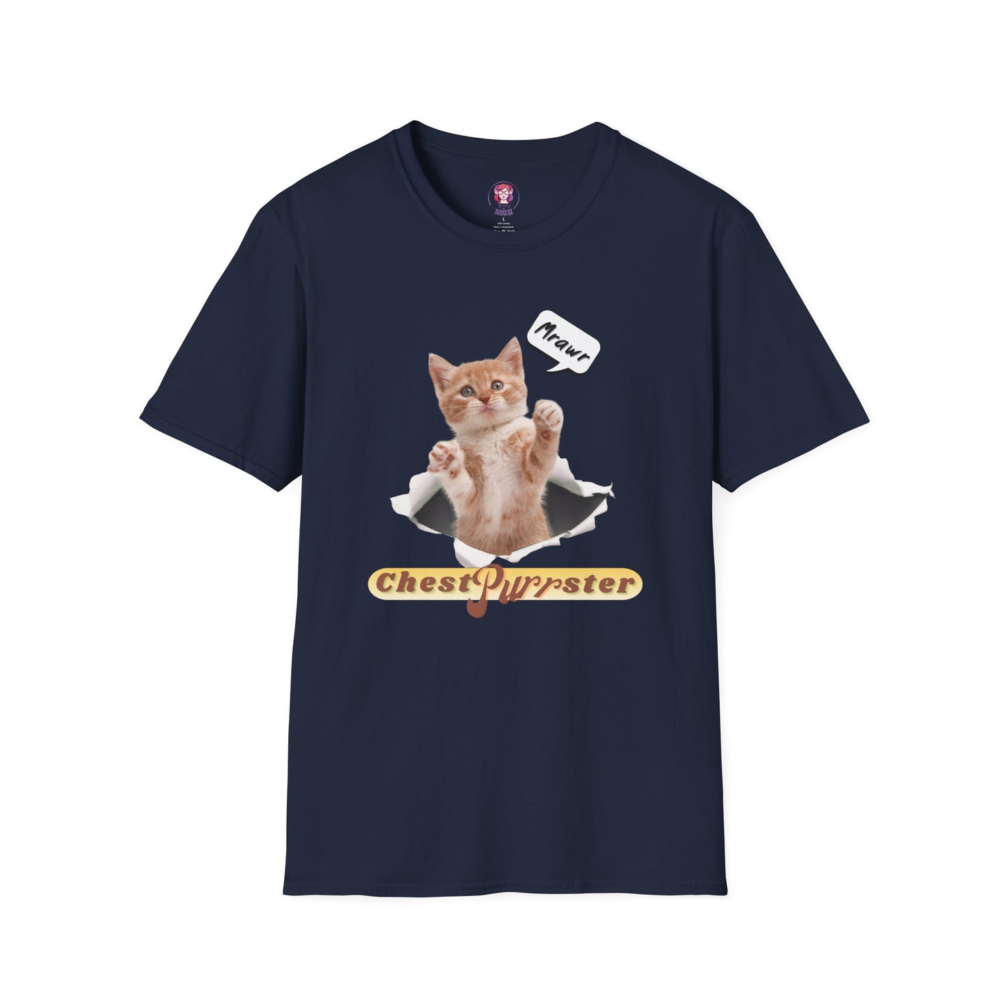 Cute Kitten ChestPurrster Pun - Unisex Softstyle T-Shirt