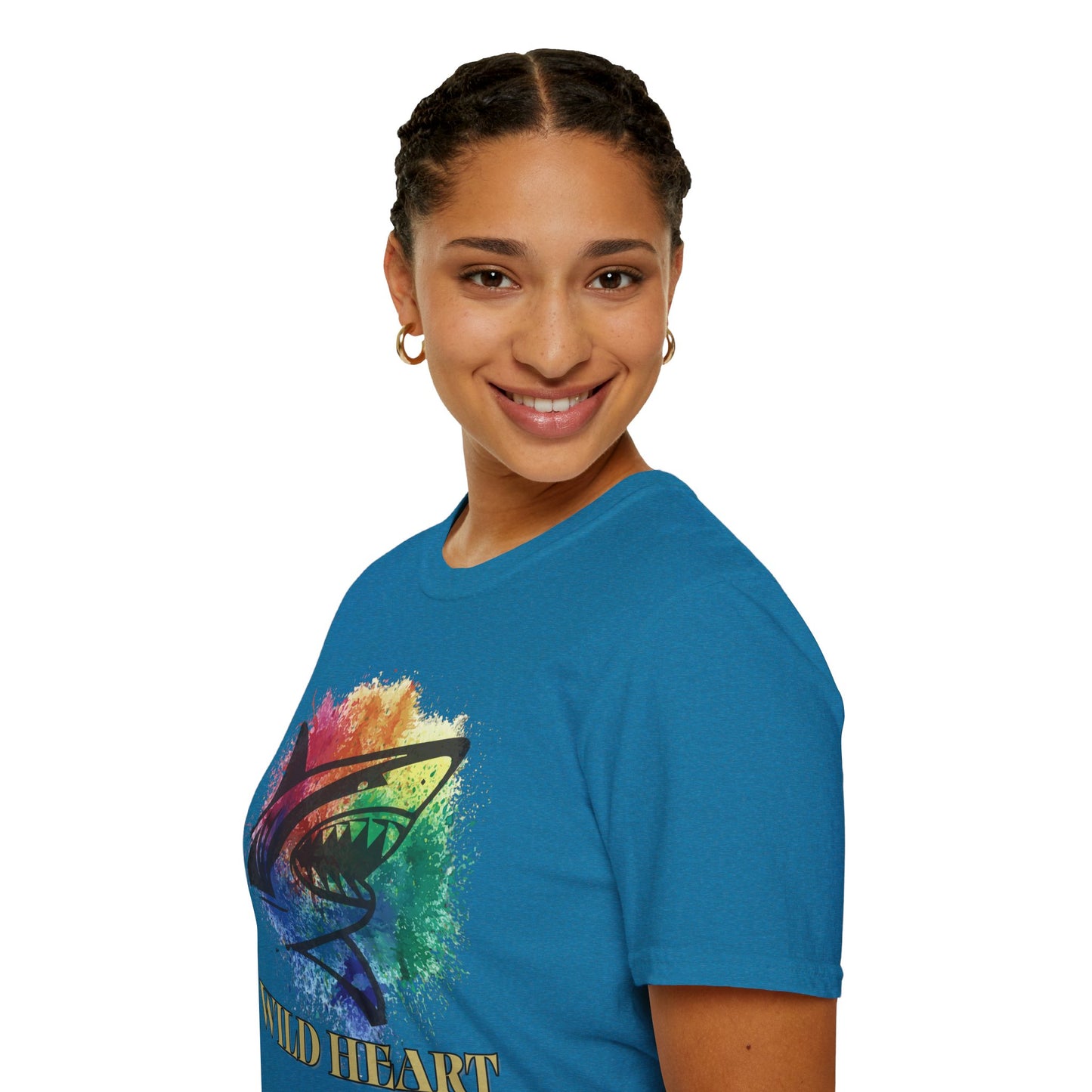 Wild Heart Collection - Shark Color Splash Unisex Softstyle Graphic T-Shirt