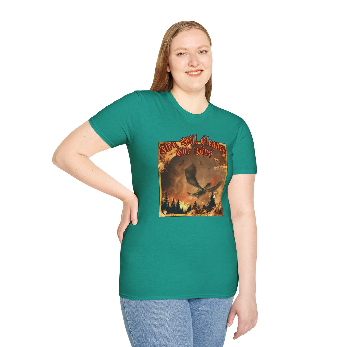 Dragon Attacking - Fire Will Cleanse Our Sins - Unisex Softstyle T-Shirt