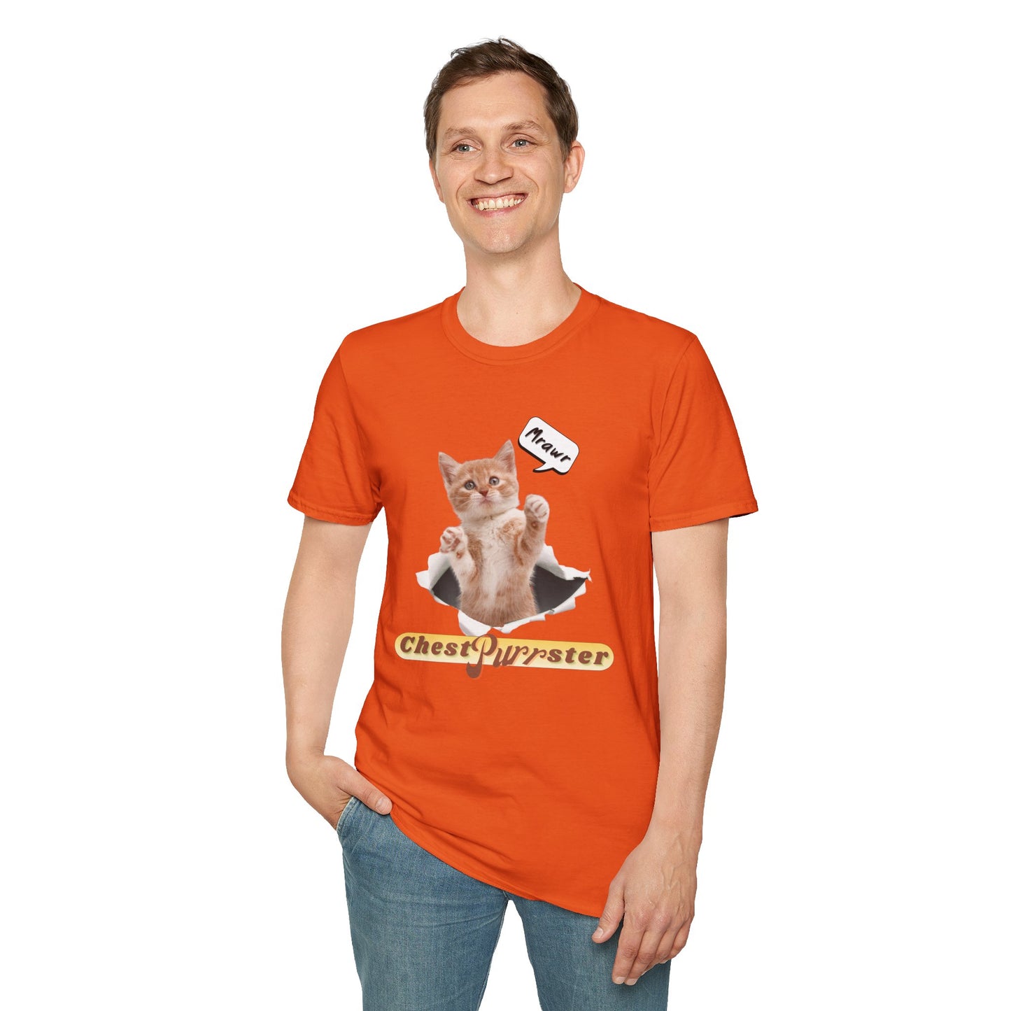 Cute Kitten ChestPurrster Pun - Unisex Softstyle T-Shirt