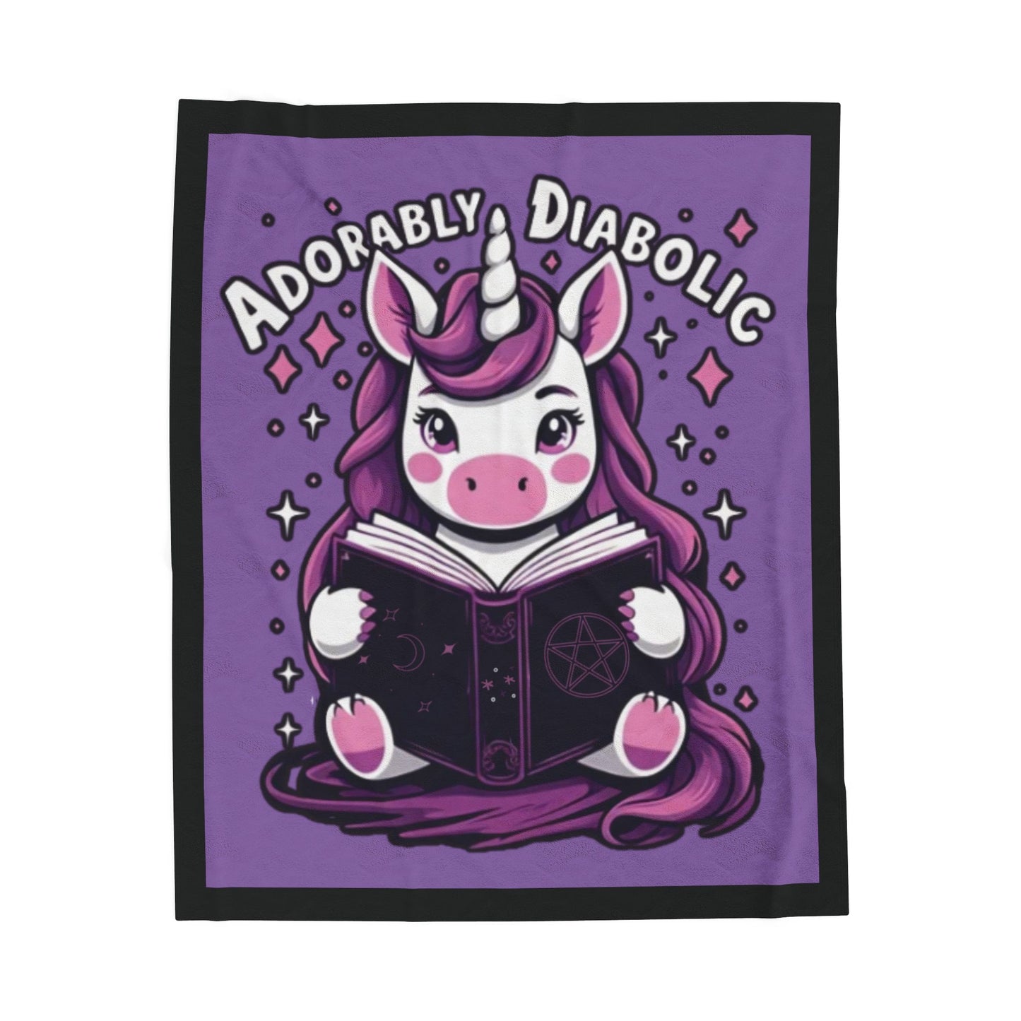 Adorably Diabolic Unicorn - Velveteen Plush Blanket